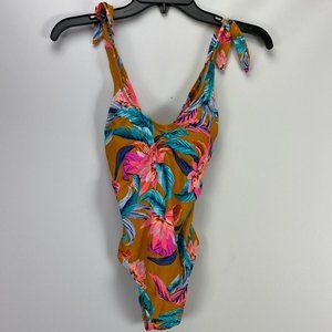 Xhilaration Mustard Floral One Piece Swimsuit